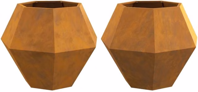 Set di 2 fioriere rettangolari da esterno 75 x 75 x 60 cm in acciaio arrugginito 02_0053117