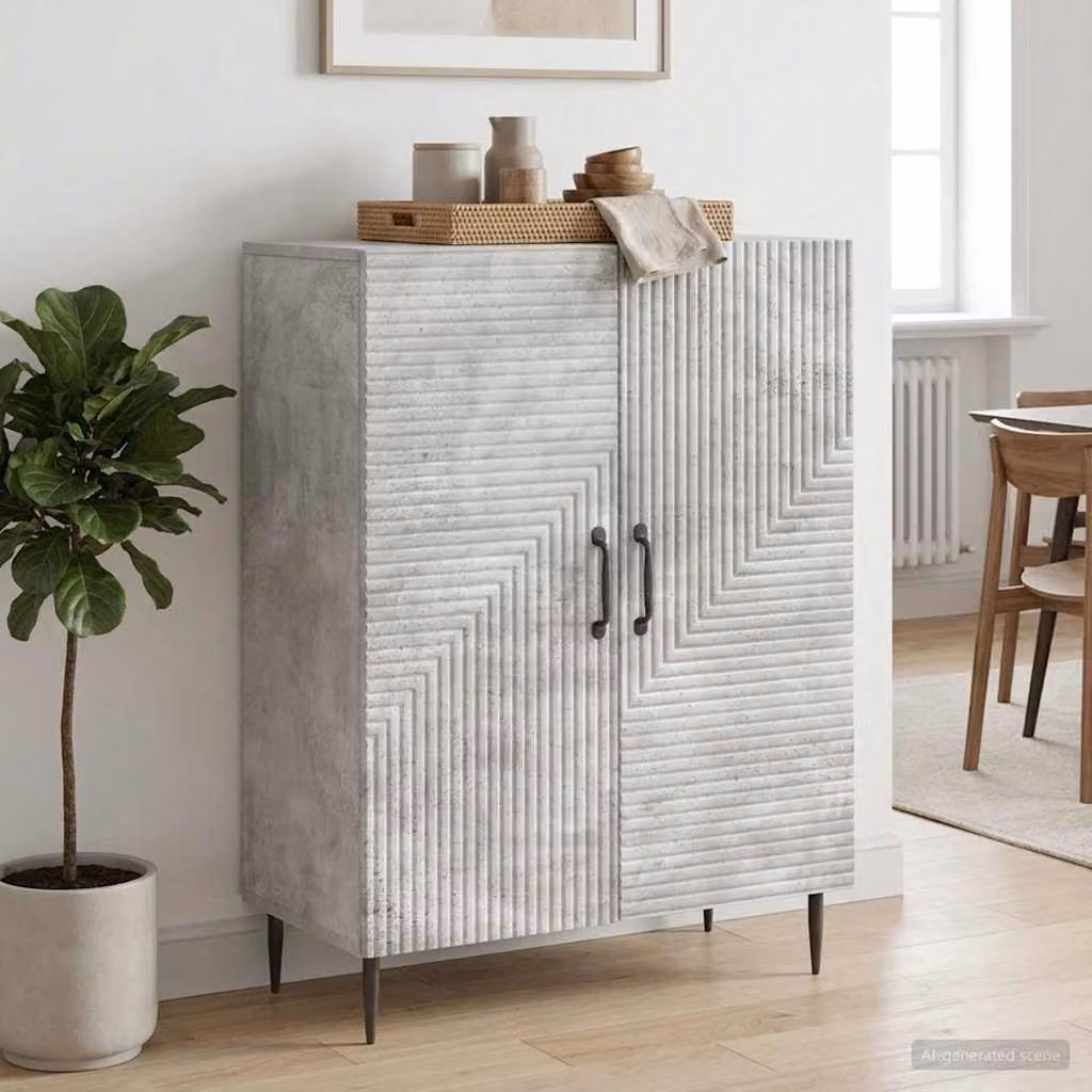 Credenza moderna vidaXL in grigio cemento con finitura opaca L: 66 cm, P: 34,5 cm, H: 89,5 cm