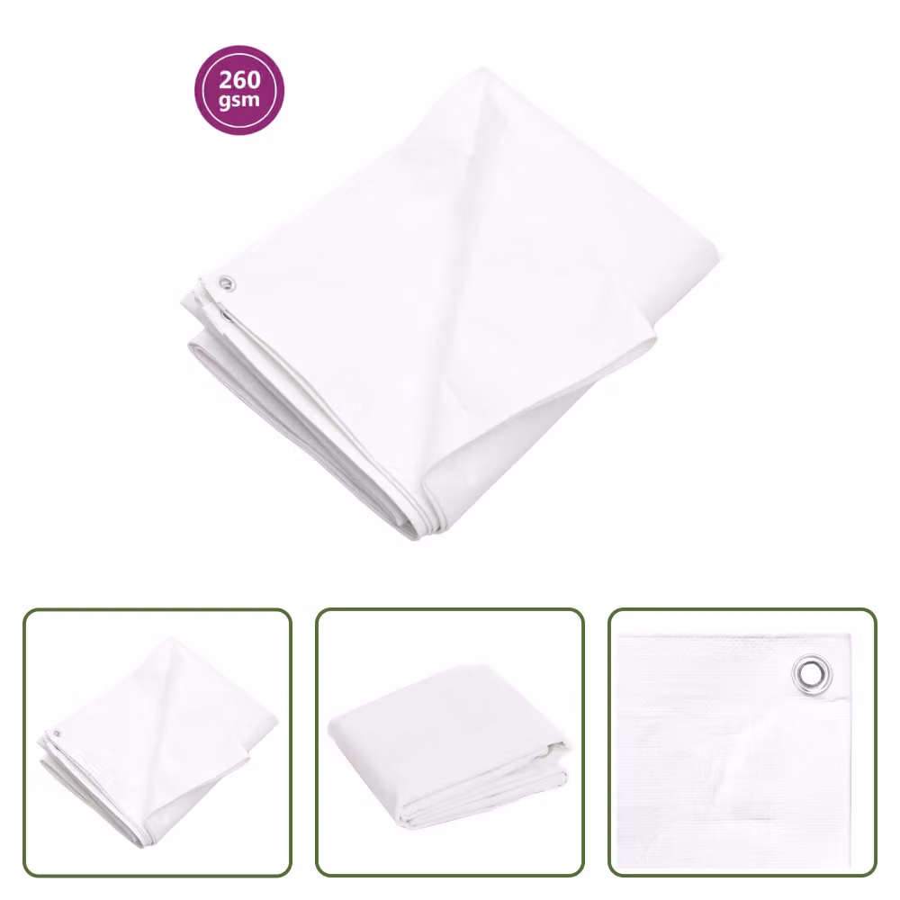 The Living Store Telone 260 g/m² 6x12 m Bianco HDPE