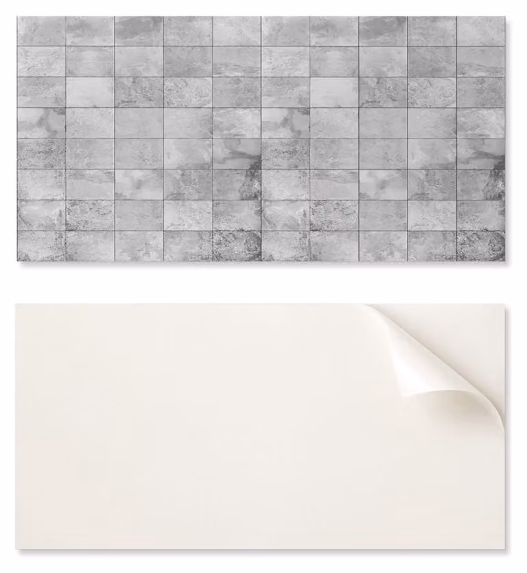 Pannello in vinile autoadesivo con stampa per bagno, dimensioni 120 x 60 cm, motivo piastrelle effetto pietra