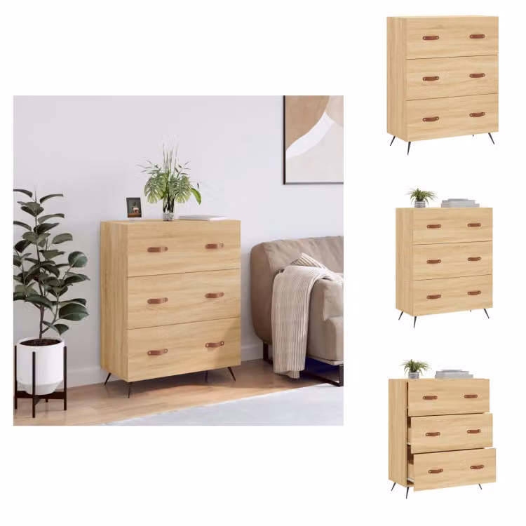 vidaXL Cassettiera in rovere Sonoma 69,5x34x90 cm materiale a base di legno - Cassettiere