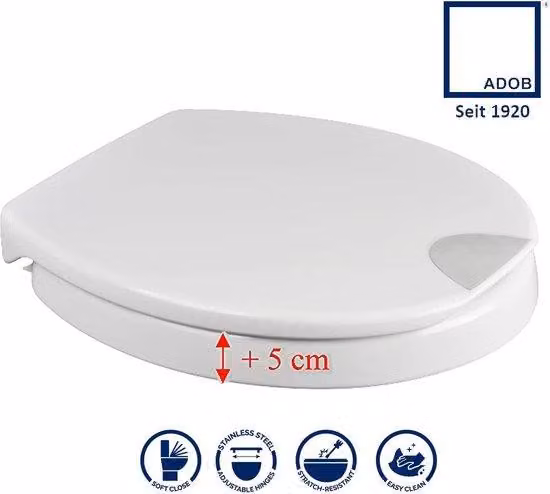 Copertura per WC Famanu con sistema di chiusura ammortizzata - Duroplast, con rialzo di 5 cm