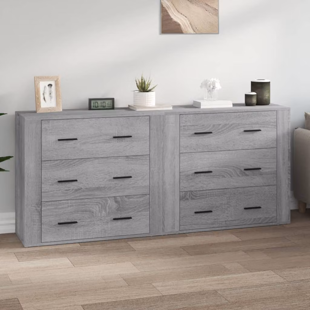 Set di 2 credenze vidaXL in legno e MDF, colore grigio, modello classico da appendere al muro