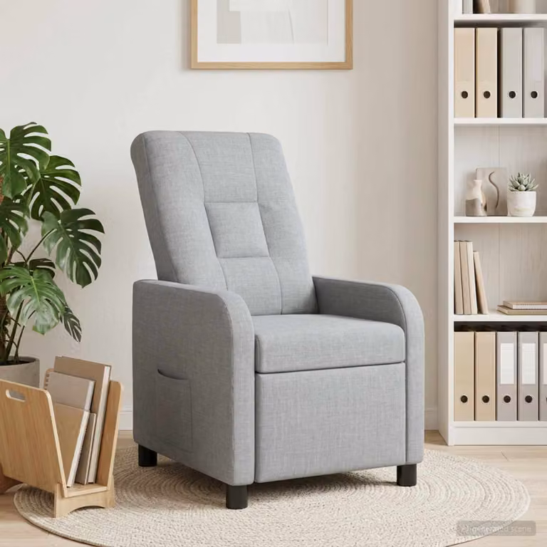 Poltrona reclinabile relax vidaXL in tessuto Grigio Chiaro con braccioli e struttura moderna