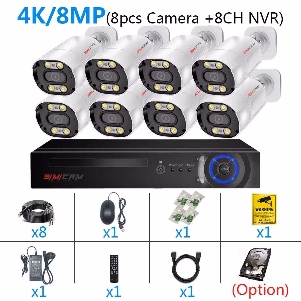 Telecamera di sicurezza - Sistema di videosorveglianza - Telecamera esterna - Telecamera IP - Sistema di videosorveglianza a circuito chiuso (CCTV) - Risoluzione 4K 8MP