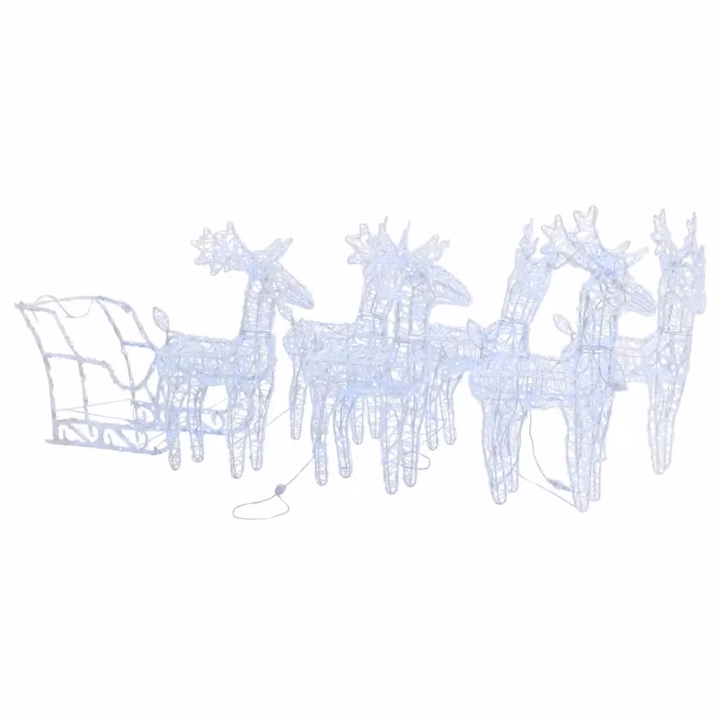 Decorazione Natalizia con Renne e Slitta vidaXL con 320 LED Bianchi e Alimentazione USB – 2