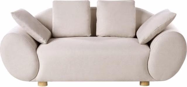 Divano 2 posti BELIANI in tessuto beige con schienale imbottito e cuscini inclusi, stile moderno e minimalista, L: 189 cm, P: 75 cm, H: 87 cm