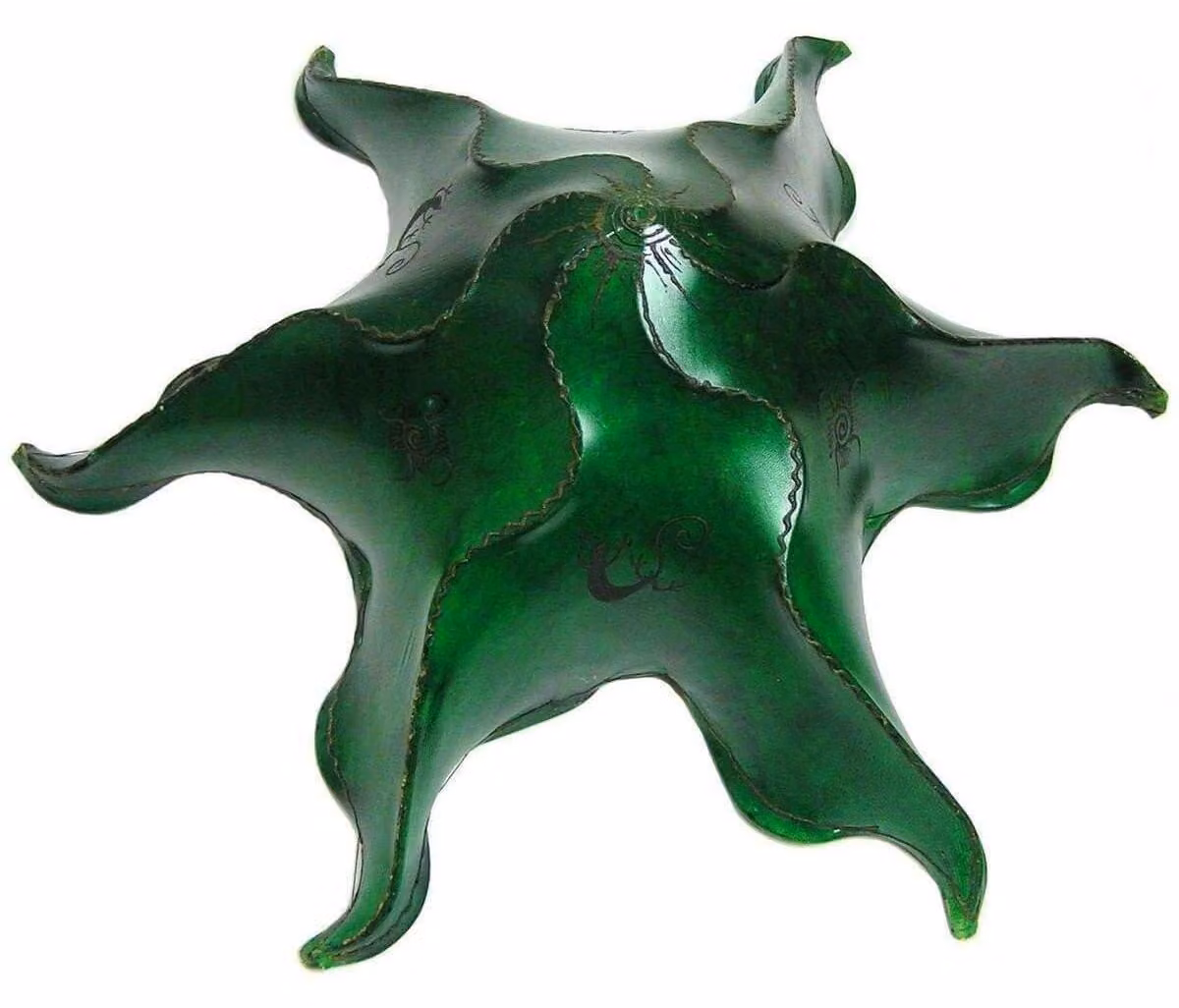Lampada orientale a soffitto lampada a sospensione lampada marocchina a soffitto lampada in pelle STERN Gecko 63 cm, verde