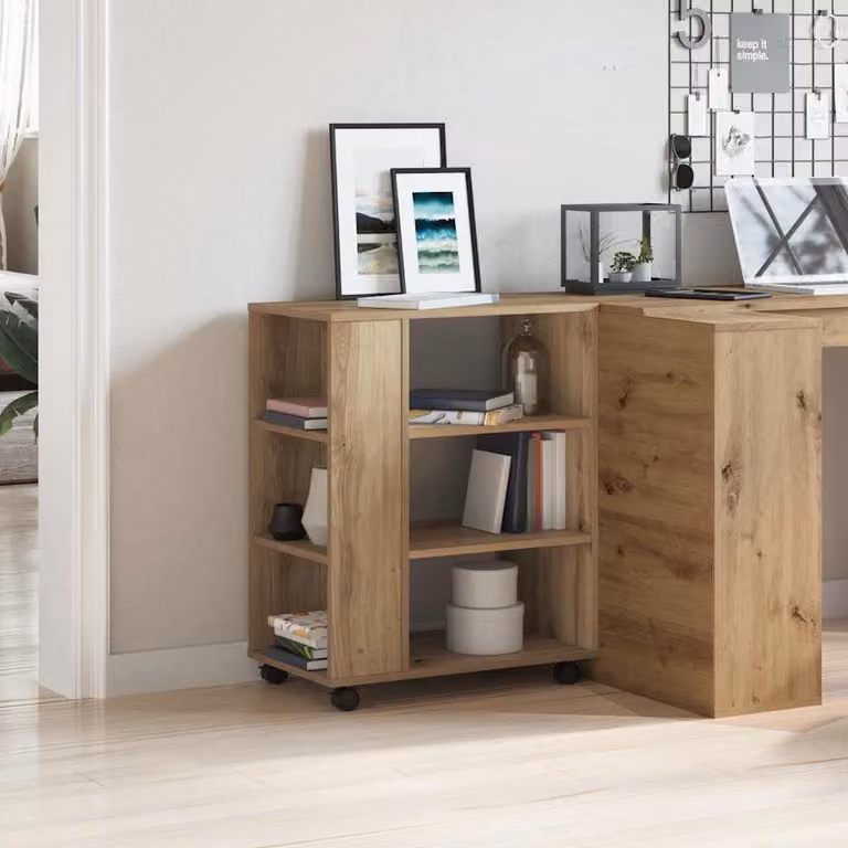 Armadietto con ruote vidaXL in legno marrone opaco con ripiani interni L: 60 cm, P: 35 cm, H: 75 cm