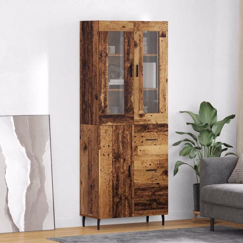 Set di 2 credenze vidaXL in legno vecchio marrone per soggiorno e sala da pranzo L: 69,5 cm, P: 34 cm, H: 180 cm