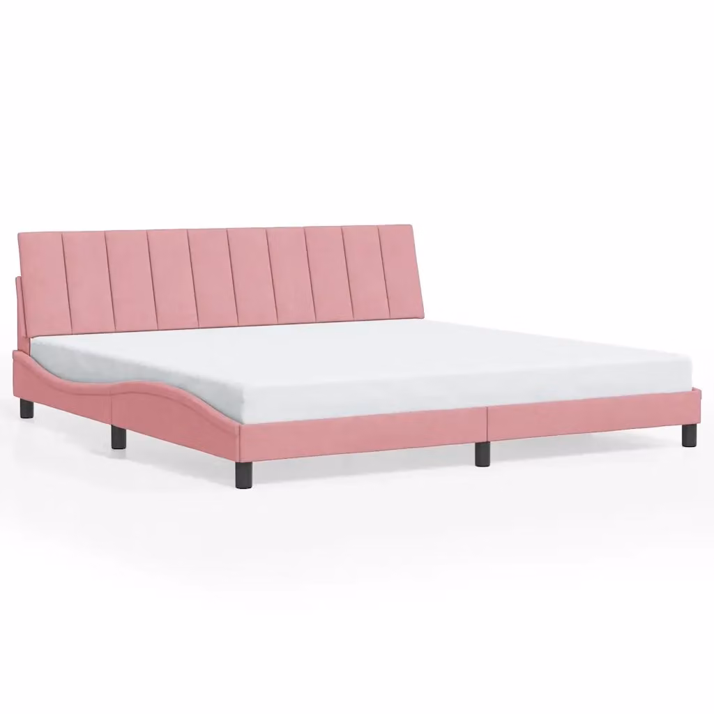 vidaXL Giroletto Hanko Rosa in Velluto senza Materasso L/P: 200 x 200 cm – 2