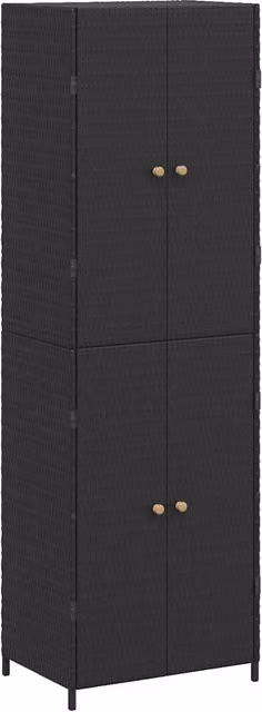 Armadietto Portaoggetti da Giardino-Armadio per esterni Nero 59x40x180cm Polyrattan