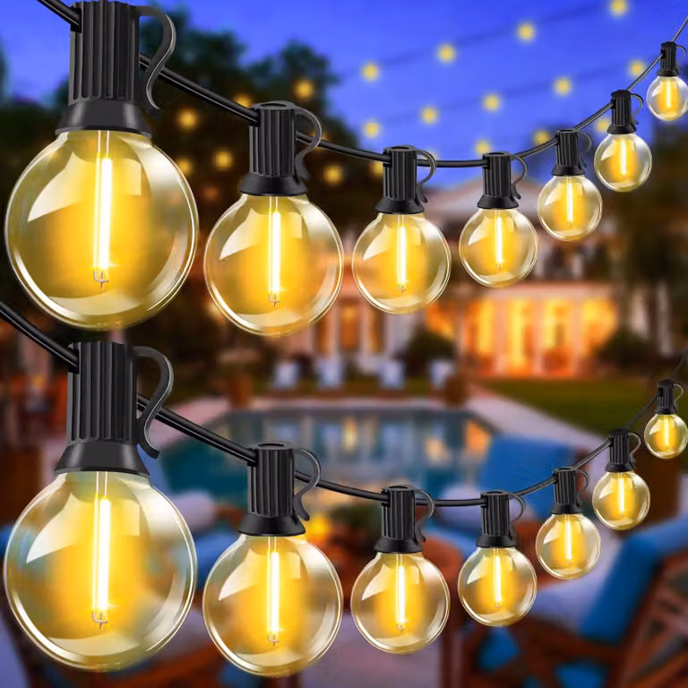 Catena luminosa a LED, 60 metri, 78+2 lampadine, luce bianco caldo, grado di protezione IP44, resistente alle intemperie
