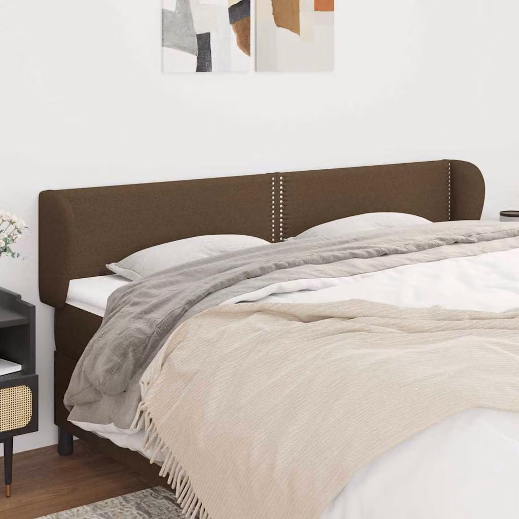 Testiera ad orecchio vidaXL in tessuto marrone scuro L: 183 cm, P: 23 cm, H: 78-88 cm