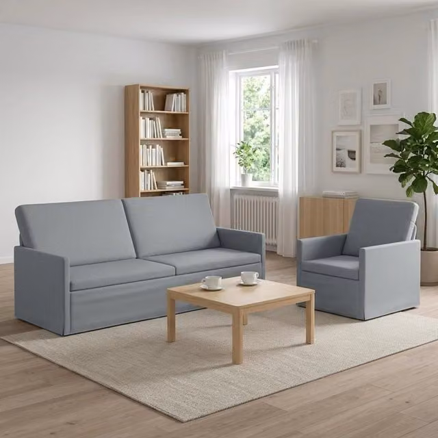 Set di divani 2 pcs Grigio Chiaro Tessuto 3433162