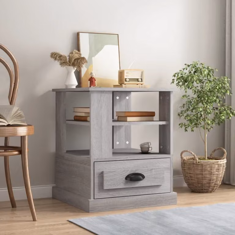 Tavolino Quadrato vidaXL in Legno Multistrato Grigio Sonoma L/P/H: 50 x 50 x 60 cm
