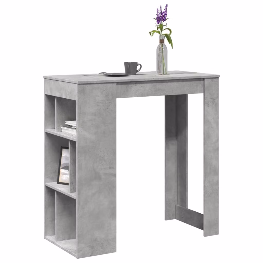 vidaXL Tavolo Bar Moderno con Rastrelliera Grigio L: 102 cm, P: 50 cm, H: 103,5 cm