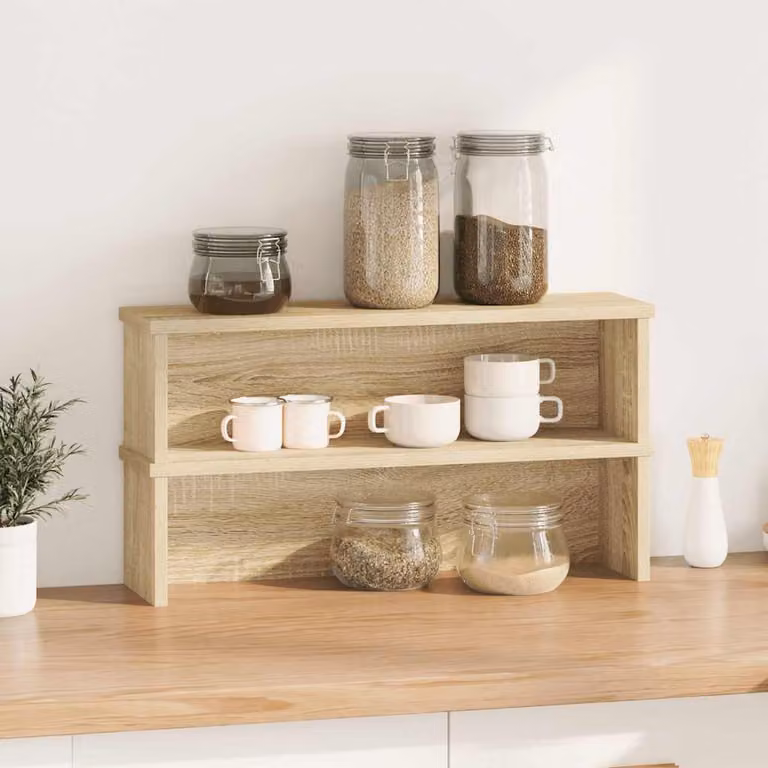 vidaXL Scaffali da Cucina Impilabili 2 pz Rovere Sonoma 50x15x16 cm