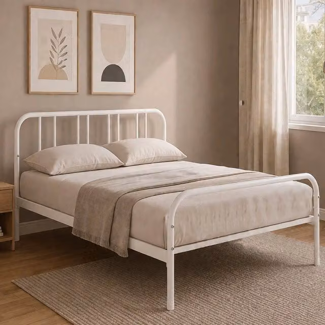 Letto matrimoniale moderno in metallo bianco L/P/H: 160 x 200 x 166,4 cm