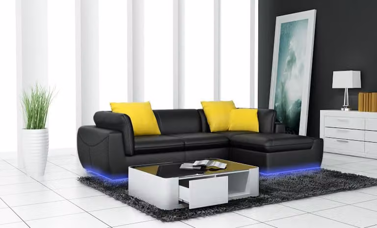 Ledersofa mit USB Wohnlandschaft Ecksofa Eck Garnitur Design Modern Sofa F_3014B
