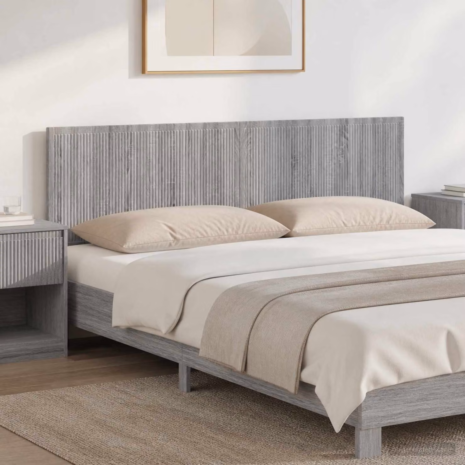 Testiera da muro vidaXL EDE in legno ingegnerizzato grigio con ripiano integrato
