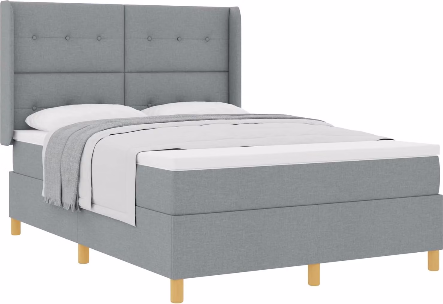 Letto a molle con materasso Grigio chiaro 160 x 200 cm Tessuto