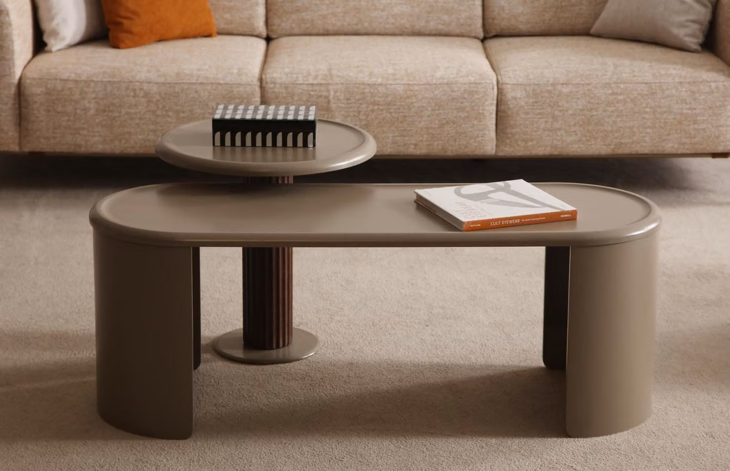 Stilvoller Beiger Couchtisch Designer Holztisch Wohnzimmer Möbel