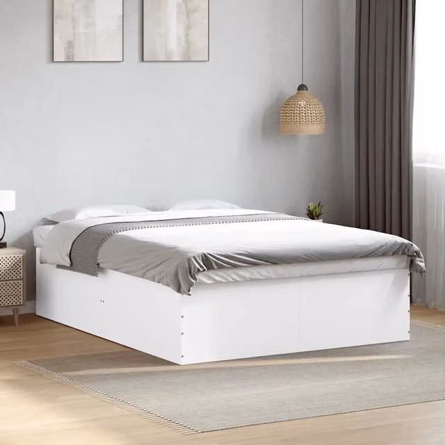Letto con giroletto bianco vidaXL in legno multistrato e MDF L/P/H: 150 x 200 x 45 cm