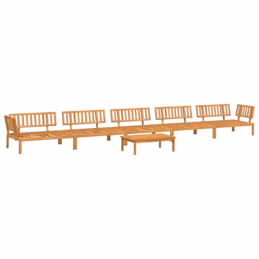 Set Divano da Giardino a L con Tavolino vidaXL in Legno di Acacia Marrone con Cuscini, 6 Pezzi – 2