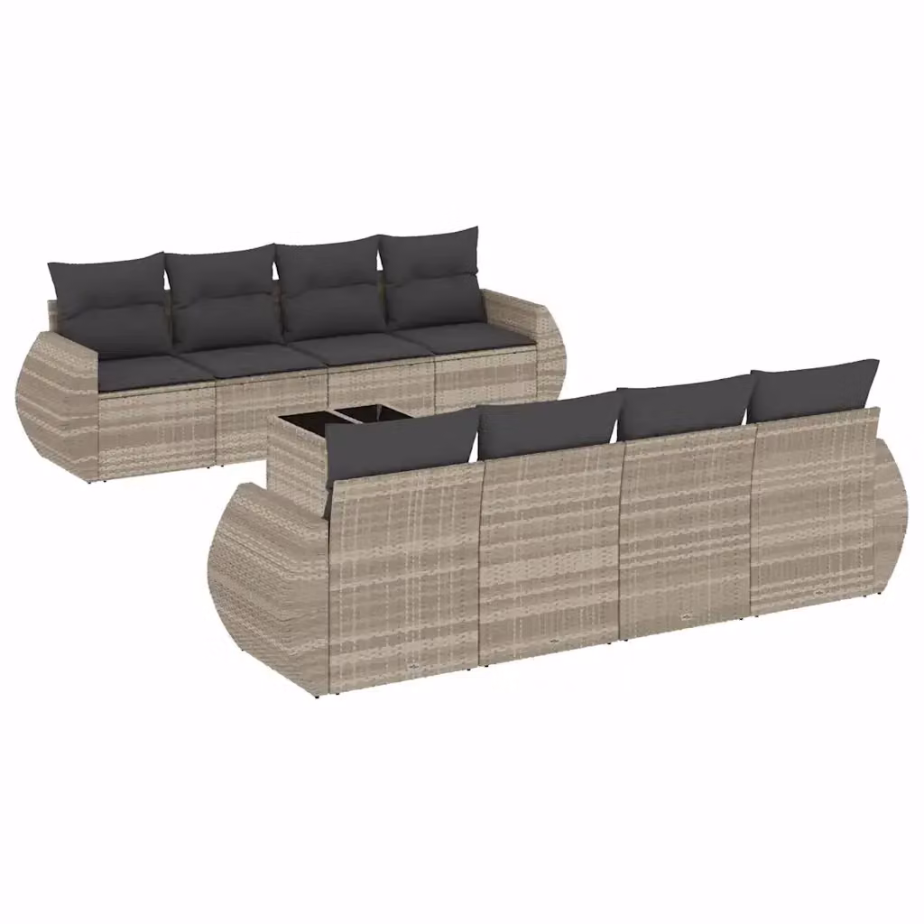 Set Divano da Giardino vidaXL 9pz in Polyrattan Grigio Antracite con Cuscini Imbottiti e Tavolino – 2