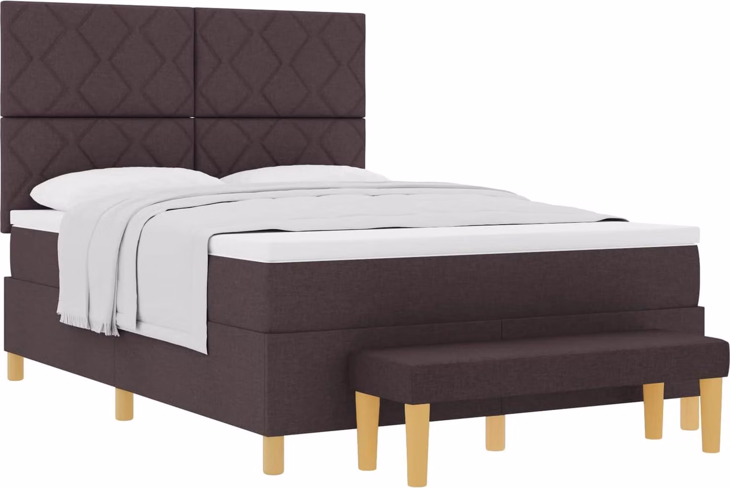 Letto a molle con materasso marrone scuro 160 x 200 cm in tessuto