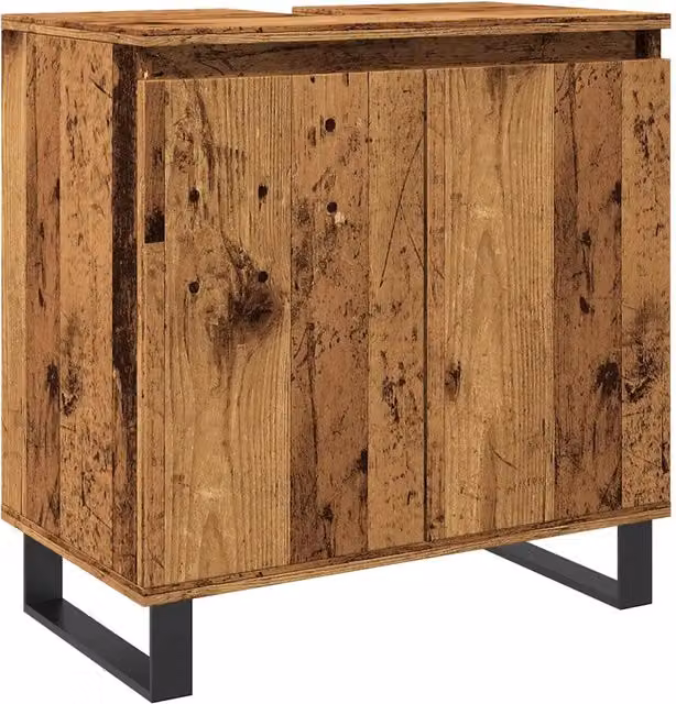 Mobile da bagno con vani contenitori in stile industriale 58 x 33 x 60 cm legno composito finitura effetto legno anticato 02_0051100