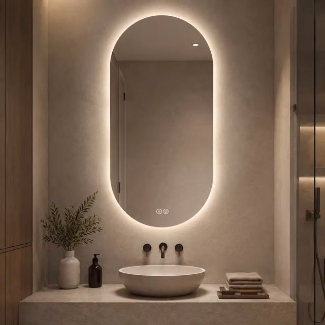Specchio bagno led 60x120 cm rettangolare con antiappannamento; vetro temperato 5mm; luce dimmerabile 3 colori; argento
