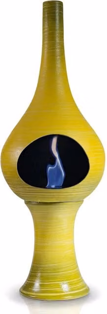 Camino a Bioetanolo da Pavimento in Ceramica 35x95 cm Ferazzoli Flute Giallo Millerighe