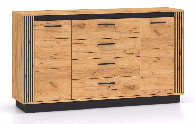 Cassettiera Urso finitura oro artigianale ghianda nera selezionabile,160cm