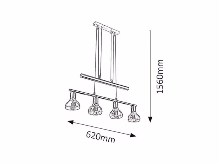 Lampada a sospensione Holly oro antico-ambra 4xE14x20W metallo dim.: 156x62x62 cm IP20 Rabalux