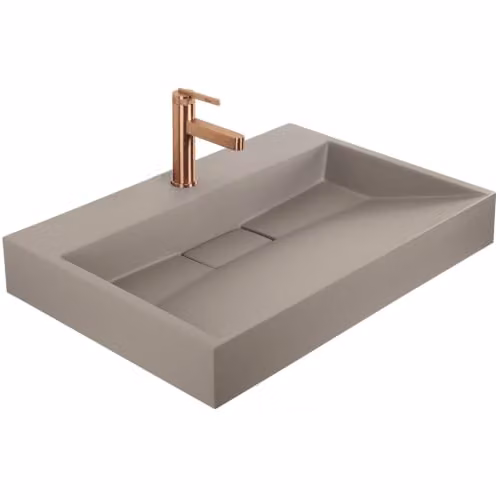 Rea - Lavabo in conglomerato Goya Taupe, 70 cm - 70 x 46 x 14 cm
