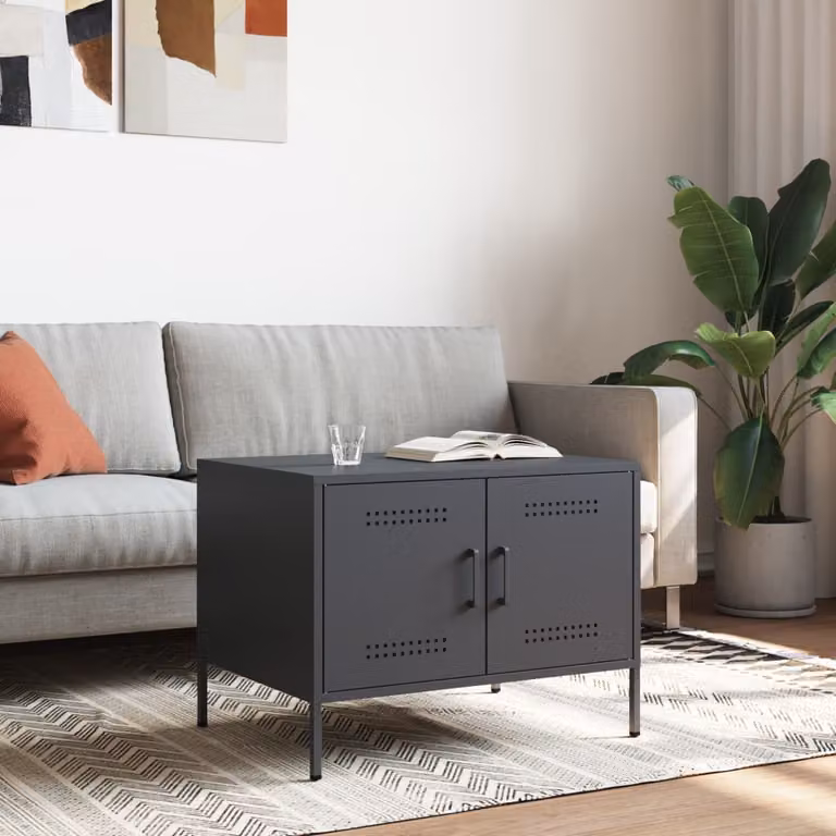 Maison Exclusive - Tavolino da salotto antracite 68x50x50,5 cm acciaio