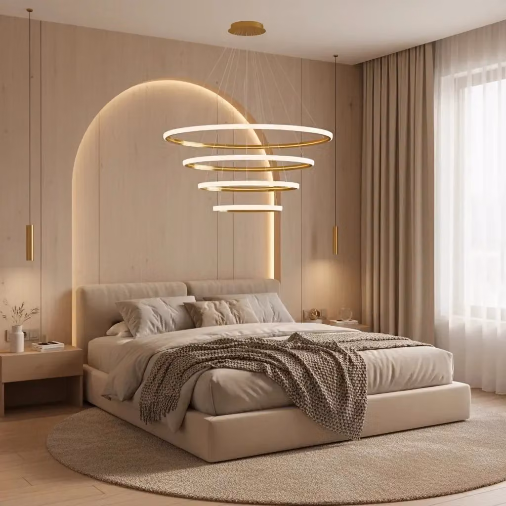 Lampada a sospensione LED Toolight Lhj009-cp4 in metallo color oro/ottone con design moderno ad anello e altezza regolabile – 2
