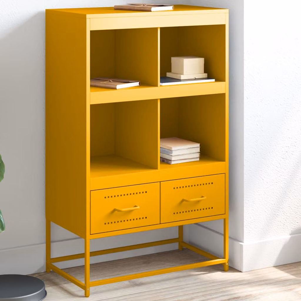 vidaXL Credenza Moderna in Metallo Giallo con Montaggio a Parete L: 68 cm, P: 39 cm, H: 111,5 cm