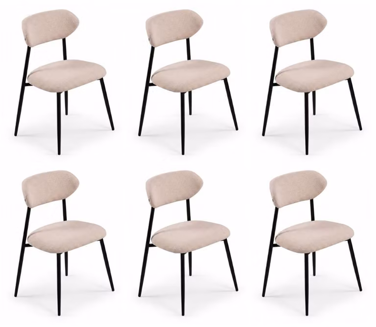 6 sedie, stile moderno, colore beige, nuove, ideali per la sala da pranzo, pratiche, comode e imbottite