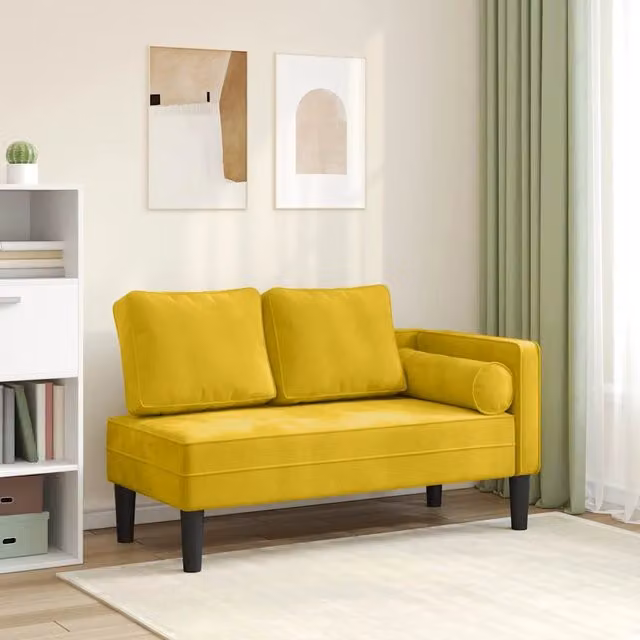 Chaise Longue in Velluto Giallo con Cuscini vidaXL per Soggiorno e Giardino – 1
