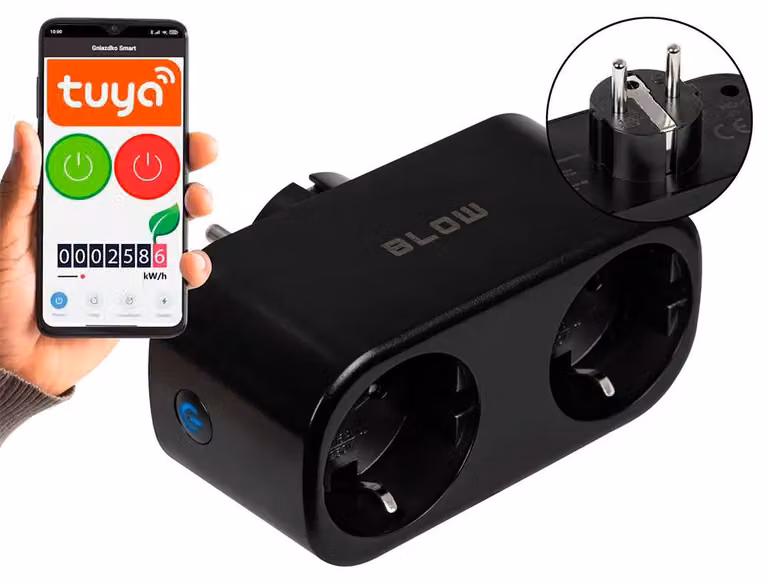 Presa doppia TUYA controllabile tramite Wi-Fi, nera
