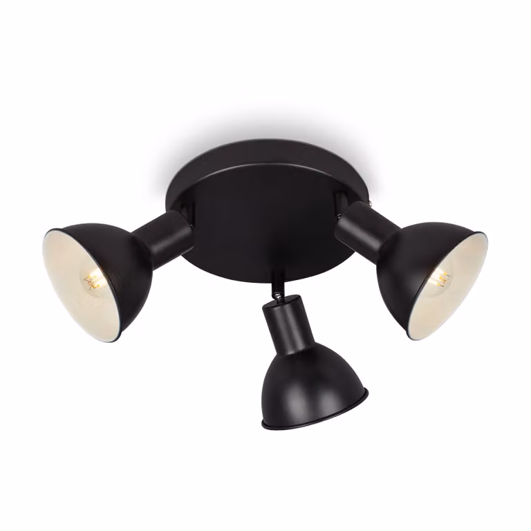 Lampada da soffitto Spot vintage orientabile 3xE14 25W nero Ø19cm Briloner