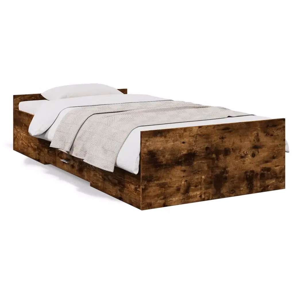 Letto con cassetti vidaXL in legno Rovere Fumo L: 193 cm, P: 78 cm, H: 40 cm – 2
