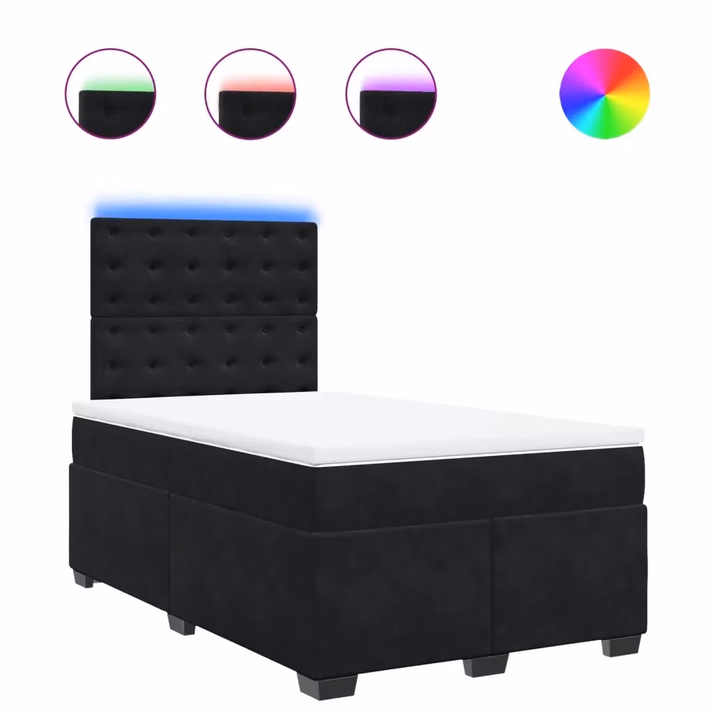 Letto Ibrido vidaXL con Materasso in Velluto Nero e Bianco, L/P: 120 x 200 cm – 2