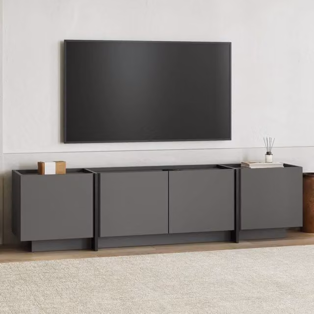 Nokarara, Mobile Porta tv Apertura a Ribalta, 180x35x46h cm Nero Antracite