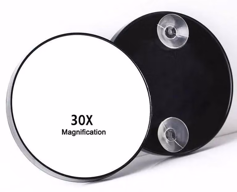 Specchio ingranditore, alta ingrandimento, supporto con ventosa, 30x