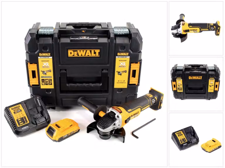DeWalt DCG 405 D1 18 V 125 mm Smerigliatrice a batteria Brushless in valigetta TStak + 1x Batteria 2,0 Ah + Caricatore