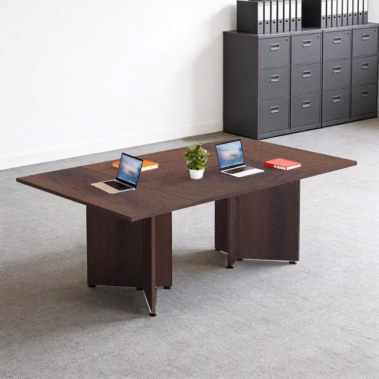 Tavolo da conferenza modulare, estendibile, dimensioni 160x120x74 cm, colore marrone scuro